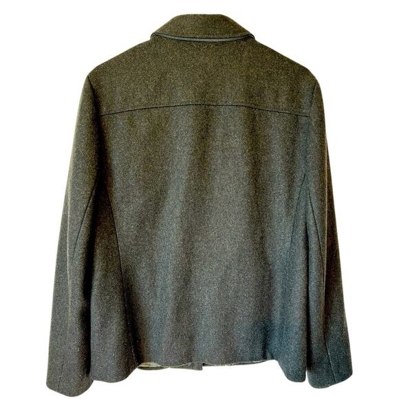 Vintage 90’s J. Crew wool blend women’s zip chore jacket. Military gray. Size M - Picture 2 of 6